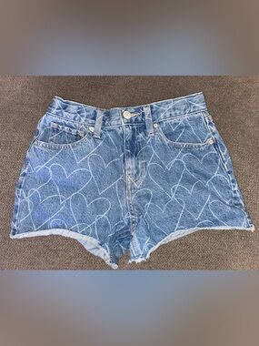 Old Navy Heart-Print Denim Jean Shorts Girls Size 12